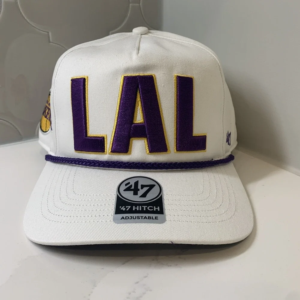 '47 Brand Los Angeles Lakers NBA Hitch Rope White Adjustable Snapback Hat OSFM
